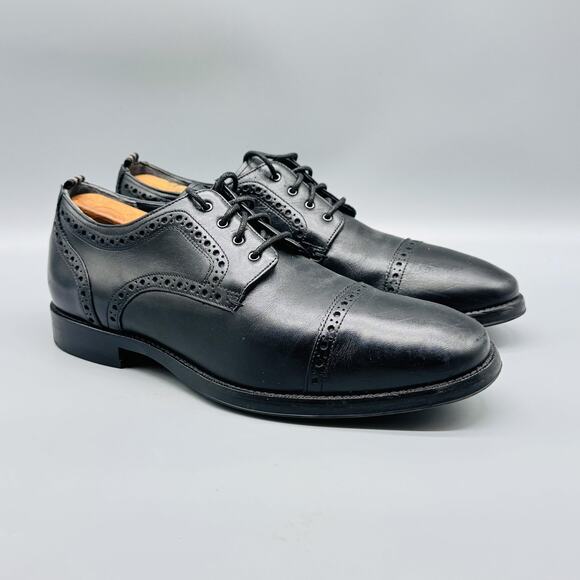 Cole Haan Shoes Mens 7 Black Leather Grand 360 Oxford Cap Toe Brogue Dress main image 8